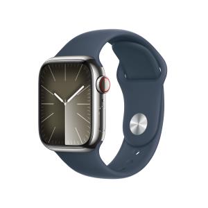 Watch Series 9 Gps + Cellular 41mm Silver Stainless Steel Case With Storm Blue Sport Band S/m