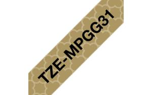 Tape Tze-mpgg31 12mm Black On Gold Geometrics