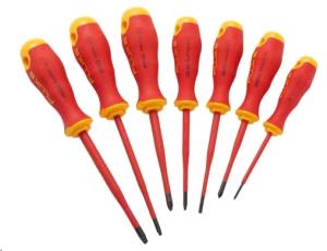 Insulated 7 units Screwdriver Kit, 1,000 V (3 slotted, 2 PhillIPS, 2 square)