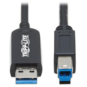 TRIPP LITE USB 3.2 Gen 1 Plenum-Rated Fiber Active Optical Cable (AOC) - A/B M/M, Black, 15 m