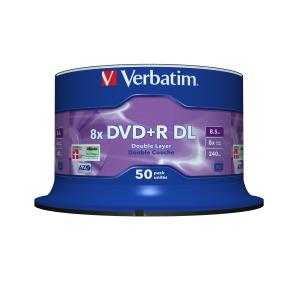 DVD+r Media 8.5GB 8x Double Layer Matt Silver Spindle 50-pk