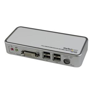 KVM Switch Kit USB/ DVI 2 Port With Cables USB 2.0 Hub & Audio