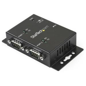 2 Port Industrial Wall Mountable USB To Serial Adapter Hub With Din Rail ClIPS