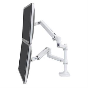 LX Dual Monitor Arm Stacking (white) Includes two (2) LCD arms and extensions / pole / desk clamp