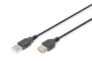 USB extension cable, type A M/F, 3m USB 2.0 suitable Black