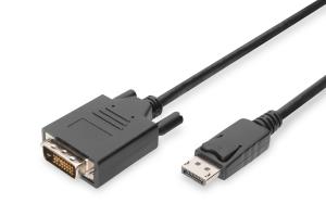 DisplayPort adapter cable, DP - DVI (24+1) M/M, 3m w/interlock, DP 1.2 compatible, CE Black