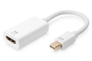 ASSMANN DisplayPort adapter cable, mini DP - HDMI type A M/F, 20cm HDMI Ver. 2.0, active, CE, gold, white