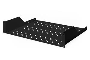 2U rack mount fixed shelf vented, color back (RAL 9005), up to 25 kg, 85x483x350 mm