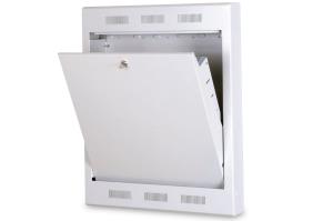 Surface mount wall mounting cabinet, tilt-out 750x600x127 mm, 2U rack space version, color grey (RAL 7035)