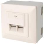 CAT 5e wall outlet, shielded 2x RJ45, 8P8C, LSA, color pure white, surface mount, 5 pcs