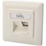 CAT6A Class EA network outlet, shielded 2x RJ45, LSA, pure white, flush mount, vertical cable installation
