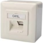 CAT6A Class EA network outlet, shielded 2x RJ45, LSA, pure white, surface mount, vertical cable installation