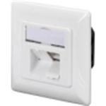 CAT6A Class EA network outlet, shielded 2x RJ45, LSA, pure white, flush mount, horizontal cable installation