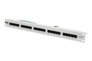 CAT 3 ISDN Patch Panel, unshielded 25-port RJ45, 8P4C, LSA, 1U, rack mount, color grey RAL 7035