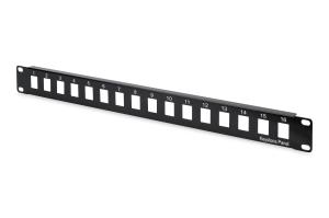 Modular Patch Panel, unshielded 16-port, blank, 1U, rack mount, color black RAL 9005