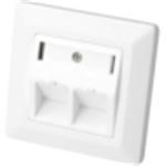 Faceplate for Keystone Jacks, 2x RJ45 dust cover, 80x80 + central plate, pure white, German type, designable