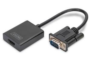 VGA to HDMI Converter + Audio (3.5mm) Full HD (1080p), cable type 15cm black