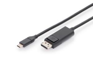 USB Type-C adapter cable, Type-C to DP M/M, 1.8m, 4K/60Hz, 32,4 GB, CE, black