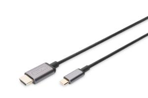 USB-C - HDMI Adapter, 2m 4K/30Hz, black, metal housing