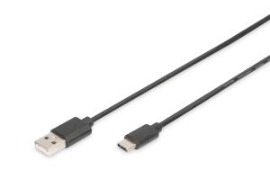 ASSMANN USB Type-C connection cable, type C to A M/M, 1m 3A, 480MB, 2.0 Version, black
