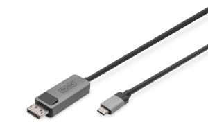 USB Type C to DP adapter cable 8Ka30Hz. HBR3 Alu Housing Black 1m