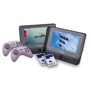 DVP7748DUO_GC, Portable DVD 2x7" screens + 2 gamecontrollers,white-grey