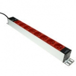 8x Type E Sockets (belgium) Pdu - 19in Rack - With C14 3m Cord - Red