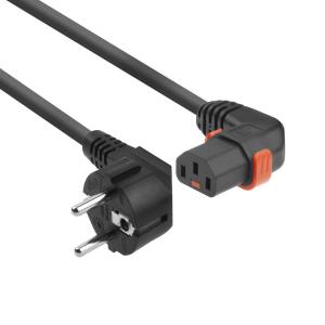 Powercord - 230v Cee 7/7 Male(angled) To C13 (right Angled) Lockable - 1m Black