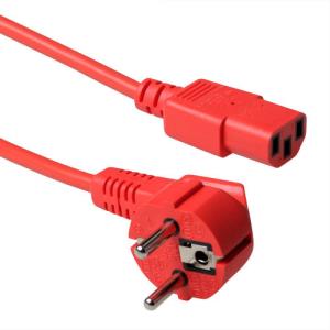 230v Connection Cable Schuko Male Angled - C13 Red 1m