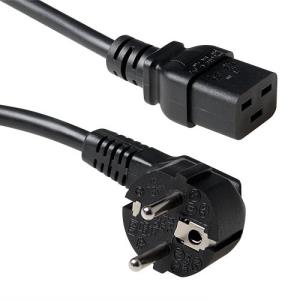 230v Connection Cable Schuko Male (angled) - C19 Black 1m