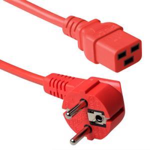 230v Connection Cable Schuko Male (angled) - C19 Red 1.2m