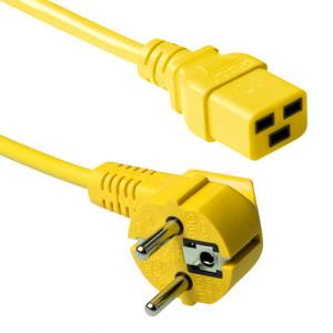 230v Connection Cable Schuko Male (angled) - C19 Yellow 0.6m