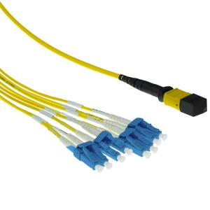 Fiber Optic Fanout Patch Cable Singlemode 9/125 OS2 1 X MTP Female - 4 X LC Duplex 8 fibers 1m Yellow