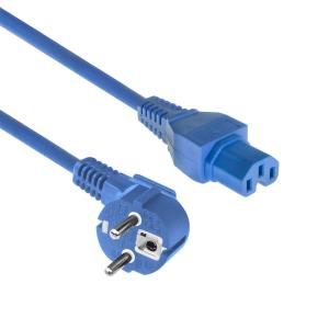 Powercord Mains Connector CEE 7/7 Male (Angled) - C15 Blue 1.5m