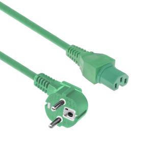 Powercord Mains Connector CEE 7/7 Male (Angled) - C15 Green 1.5m