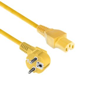 Powercord Mains Connector CEE 7/7 Male (Angled) - C15 Yellow 1.5m