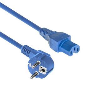 Powercord Mains Connector CEE 7/7 Male (Angled) - C15 Blue 2m