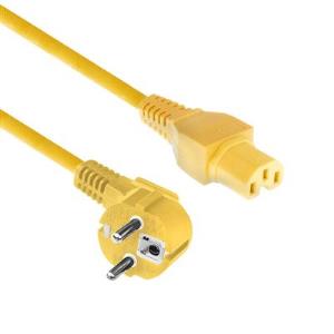 Powercord Mains Connector CEE 7/7 Male (Angled) - C15 Yellow 2m