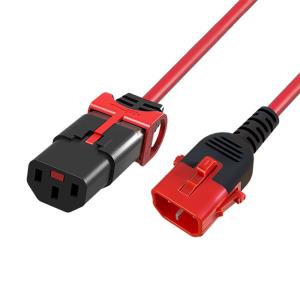 Powercord C13 IEC Lock+ - C14 IEC Lock Dual Locking Red 2m