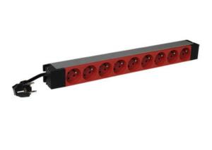 Pdu 19 Inches 1u 9 X 2p+e French Standard Tamperproof Red Outlets